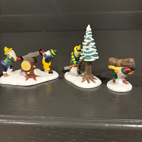 VINTAGE DEPARTMENT 56 "WOODMEN'S ELVES" PORCELAIN ACCESSORIES - Picture 2 of 8